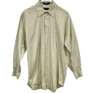 Nautica Men Dress Shirt Button Down 100% Cotton Tan Size Neck 15.5